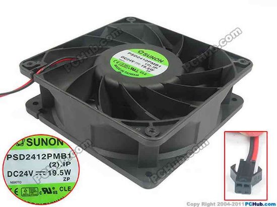 128051 SUNON PSD2412PMB1 Server - Square Fan sq120x120x38, 2-wire, 24V19.5W SUNON PSD2412PMB1 Server - Square Fan