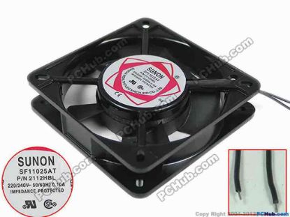 128053 SUNON SF11025AT Server - Square Fan P/N2112HBL, sq110x110x25, 2-wire, 220V19W SUNON SF11025AT Server - Square Fan 