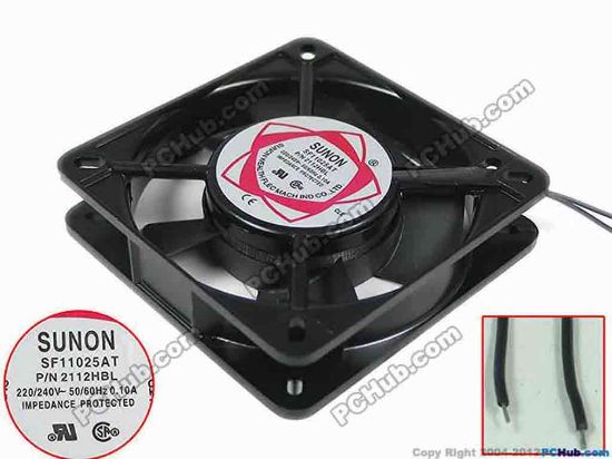 128053 SUNON SF11025AT Server - Square Fan P/N2112HBL, sq110x110x25, 2-wire, 220V19W SUNON SF11025AT Server - Square Fan 
