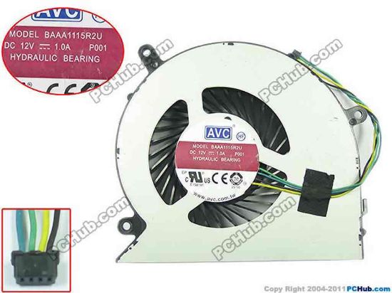 128131 AVC BAAA1115R2U Cooling Fan  P001, w30x4x4, 12V 0.1A, Bare fan AVC BAAA1115R2U Cooling Fan  