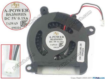 128161 A-Power BS3505HS Cooling Fan  w10x2x2, 5V 0.25A, Bare fan A-Power BS3505HS Cooling Fan  