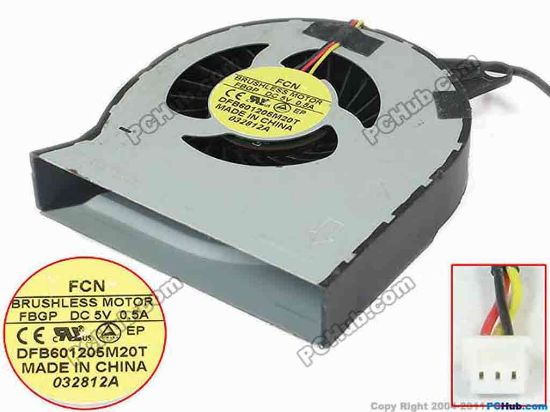 128177 Forcecon DFB601205M20T Cooling Fan  FBGP, w20x3x3, 5V 0.5A, Bare fan Forcecon DFB601205M20T Cooling Fan  