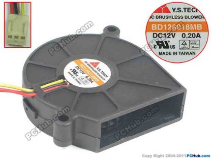 129166 Y.S TECH BD126018MB Server - Blower Fan bw60x60x18, 3-wire, 12V 0.20A Y.S TECH BD126018MB Server - Blower Fan 