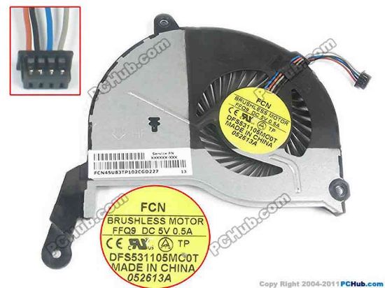 129232 Forcecon DFS531105MC0T Cooling Fan  FFQ9, TP102C,DC5V 0.5A, Bare fan Forcecon DFS531105MC0T Cooling Fan