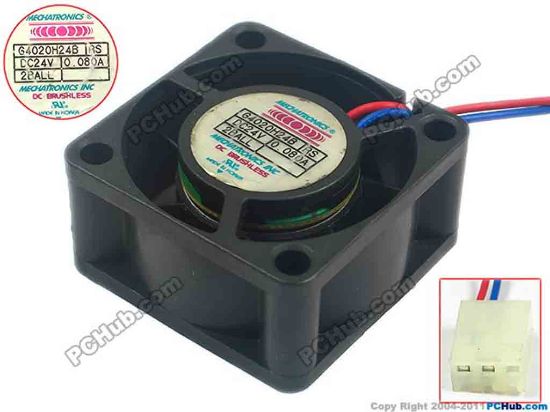 129306 MECHATRONICS G1225H24B Server - Square Fan RS, sq40x40x20, w50x2x3, 24V 0.080A MECHATRONICS G1225H24B Server - Square Fan 