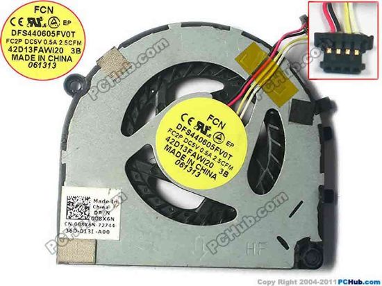 129350 Forcecon DFS440605FV0T Cooling Fan  FC2P, DC5V 0.50A, Bare fan Forcecon DFS440605FV0T Cooling Fan  