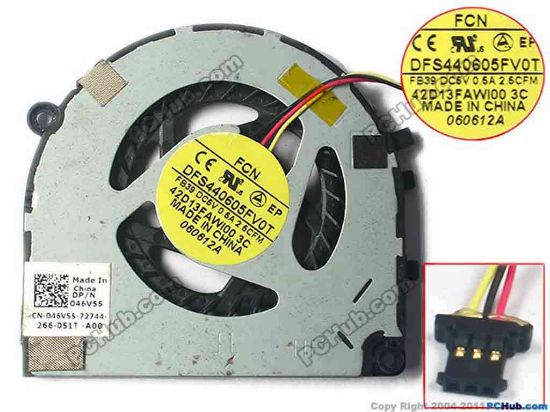 129353 Forcecon DFS440605FV0T Cooling Fan  FB39, DC5V 0.50A, Bare fan Forcecon DFS440605FV0T Cooling Fan  