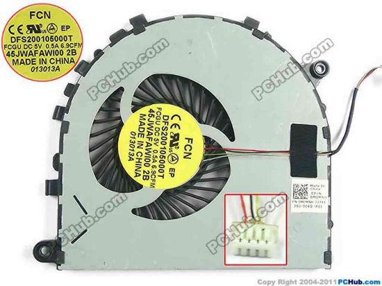 129356 Forcecon DFS200105000T Cooling Fan  FCGU, DC5V 0.50A, Bare fan Forcecon DFS200105000T Cooling Fan  