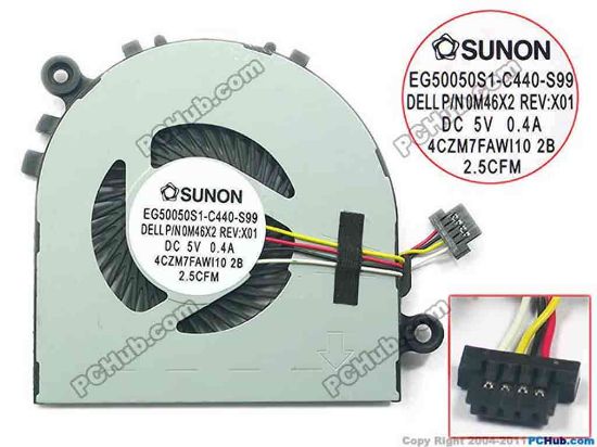 129360 SUNON EG50050S1-C440-S99 Cooling Fan  P/N0M46X2, DC5V 0.40A, Bare fan SUNON EG50050S1-C440-S99 Cooling Fan  
