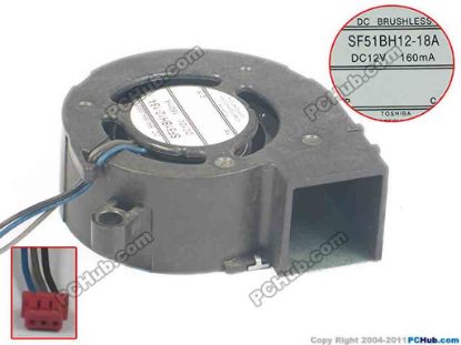 129386 Toshiba SF51BH12-18A Server - Blower Fan bw50x50x20, w60x3x3, 12V 160MA Toshiba SF51BH12-18A Server - Blower Fan 