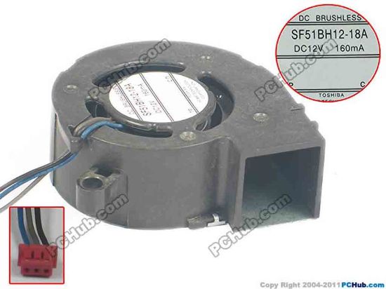 129386 Toshiba SF51BH12-18A Server - Blower Fan bw50x50x20, w60x3x3, 12V 160MA Toshiba SF51BH12-18A Server - Blower Fan 