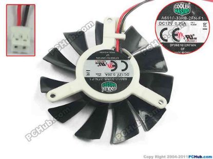 129527 Cooler Master A6010-33RB-2FN-F1 Server - Frameless / GPU Fan DF0601012RFMN, dia55x55x10, w65x2x2, 12V 0.20A Cooler Master A6010-33RB-2FN-F1 Server - Frameless / GPU Fan 