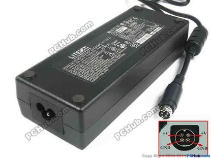 129760 LITE-ON PA-1121-04 AC Adapter- Laptop 19V 6.3A, 4-Pin P1&4=V+, 3-Prong LITE-ON PA-1121-04 AC Adapter- Laptop 
