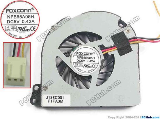 129866 Foxconn NFB55A05H Cooling Fan  DC 5V 0.42A, Bare fan, New Foxconn NFB55A05H Cooling Fan  