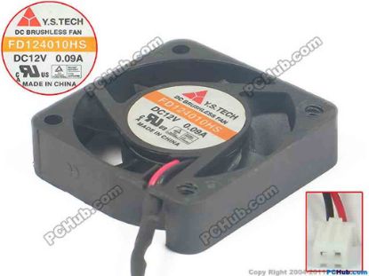129876 Y.S TECH FD124010HS Server - Square Fan sq40x40x10, 2-wire, 12V 0.09A Y.S TECH FD124010HS Server - Square Fan