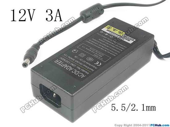 129933 PCH OEM Power AC Adapter - Compatible GM-1203000, 12V 3A, 5.5/2.1mm, C14, New PCH OEM Power AC Adapter - Compatible 