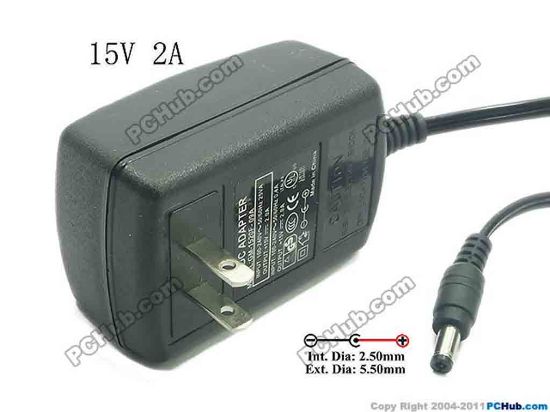 129936 PCH OEM Power AC Adapter - Compatible GM-1520F-09A, 15V 2A, 5.5/2.5mm, US 2-Pin, New PCH OEM Power AC Adapter - Compatible 