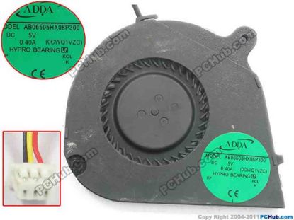 130045 ADDA AB06505HX06P300 Cooling Fan  (0CWQ1VZC), DC5V 0.40A, Bare fan ADDA AB06505HX06P300 Cooling Fan  