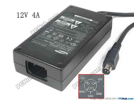 130123 Delta Electronics ADP-5412VE AC Adapter - NEW Original 12V 4A, 4-Pin Din, C14, New Delta Electronics ADP-5412VE AC Adapter - NEW Original 