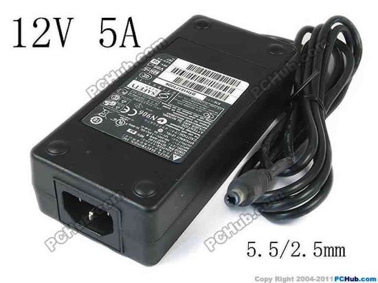 130138 Delta Electronics EADP-60EB AC Adapter- Laptop 12V 5A, Barrel 5.5/2.5mm, IEC C14 Delta Electronics EADP-60EB AC Adapter- Laptop