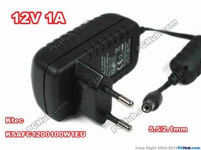 130177 Ktec KSAFC1200100W1EU AC Adapter - NEW Original 12V 1A, 5.5/2.1mm, EU 2-Pin, New Ktec KSAFC1200100W1EU AC Adapter - NEW Original 