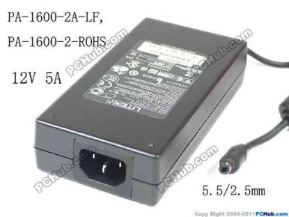 130199 LITE-ON PA-1600-2A-LF AC Adapter 5V-12V 12V 5A, Barrel 5.5/2.5mm, IEC C14, New LITE-ON PA-1600-2A-LF AC Adapter 5V-12V