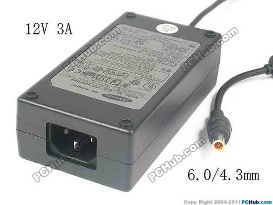 130251 Samsung Laptop Common Item (Samsung Laptop) AC Adapter  SAD03612A-UV, 12V 3A, 6.0/4.3mm, Pin, C14, New Samsung Laptop Common Item (Samsung Laptop) AC Adapter