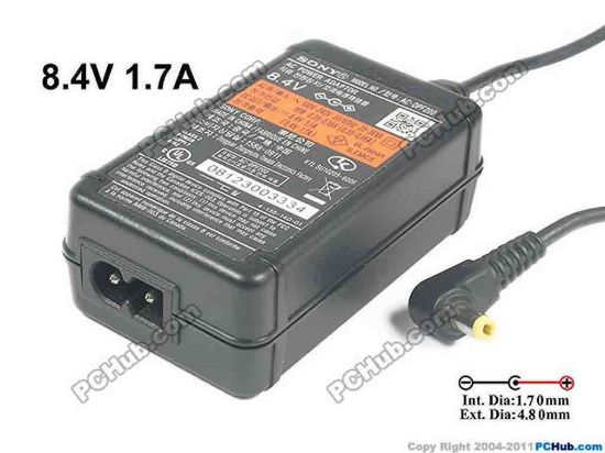 130287 Sony Common Item (Sony) AC Adapter 5V-12V AC-DPF200, 8.4V 1.7A, Barrel 4.8/1.7mm, 2-Prong Sony Common Item (Sony) AC Adapter 5V-12V 