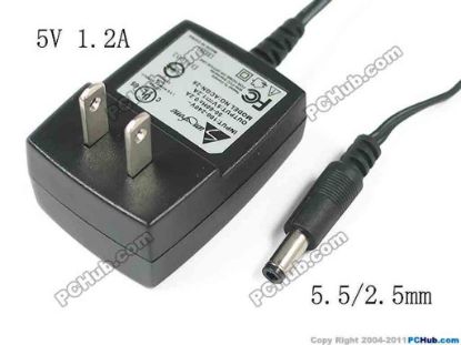 130327 Other Brands Sunfone AC Adapter - NEW Original 5V 1.2A, Barrel 5.5/2.5mm, US 2-Pin Plug  Other Brands Sunfone AC Adapter - NEW Original 