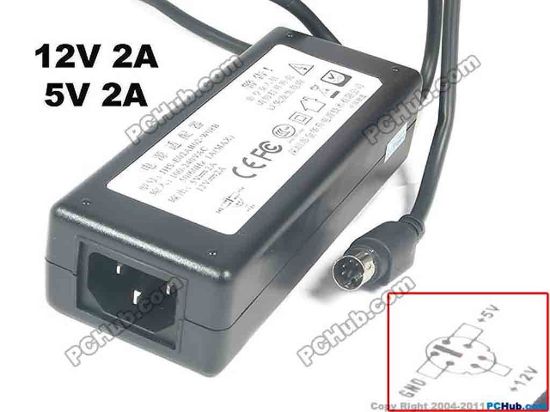 130390 PCH OEM Power AC Adapter - Compatible JHS-E02AB02-W08B, 12V 2A, /5V 2A, 6-Pin Din, C14,  PCH OEM Power AC Adapter - Compatible 