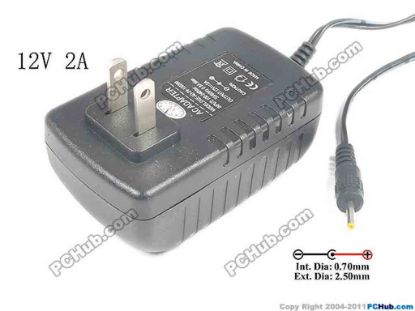130406 PCH OEM Power AC Adapter - Compatible DSE24-C122000B1, 12V 2A 2.5/0.7mm, US 2-Pin, New PCH OEM Power AC Adapter - Compatible 
