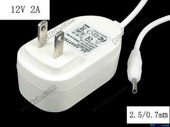 130413 PCH OEM Power AC Adapter - Compatible ZNC-012, 12V 2A 2.5/0.7mm, US 2-Pin, New PCH OEM Power AC Adapter - Compatible 