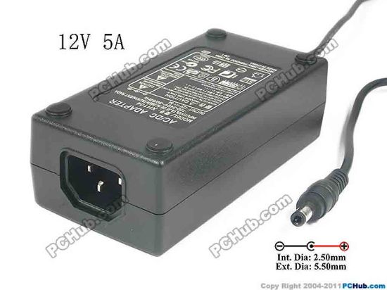 130486 PCH OEM Power AC Adapter - Compatible XH104, 12V 5A 5.5/2.5mm, C14, New PCH OEM Power AC Adapter - Compatible 