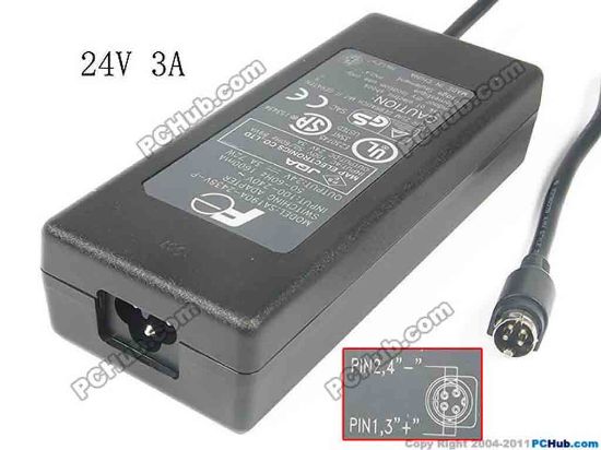 130565 PCH OEM Power AC Adapter - Compatible 24V 3A, 4-Pin, P1&2=+, 3-Prong, New PCH OEM Power AC Adapter - Compatible 
