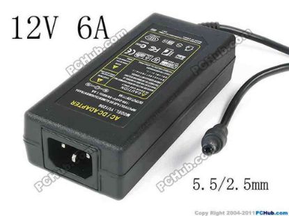 130600 PCH OEM Power AC Adapter - Compatible YU1206, 12V 6A 5.5/2.5mm, C14, New PCH OEM Power AC Adapter - Compatible