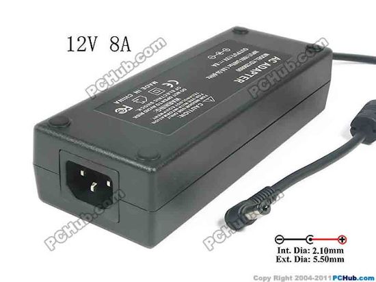 130609 PCH OEM Power AC Adapter - Compatible ZF120A-1208000, 12V 8A 5.5/2.1mm, C14, New PCH OEM Power AC Adapter - Compatible 