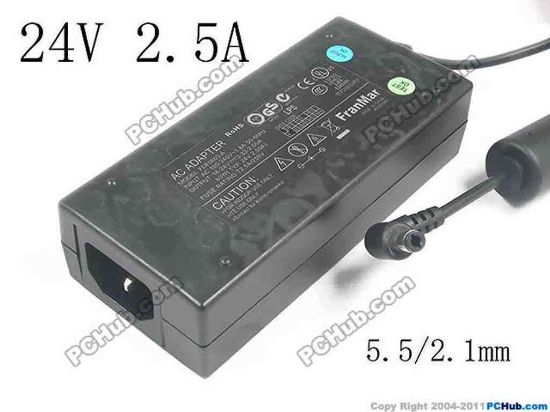 130623 PCH OEM Power AC Adapter - Compatible GS60A24-P1J, 24V 2.5A 5.5/2.1mm, C14, New PCH OEM Power AC Adapter - Compatible 