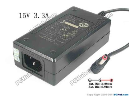 130637 PCH OEM Power AC Adapter - Compatible PW152KA1500F02, 15V 3.3A 5.5/2.5mm, C14, New PCH OEM Power AC Adapter - Compatible