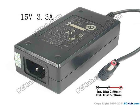 130637 PCH OEM Power AC Adapter - Compatible PW152KA1500F02, 15V 3.3A 5.5/2.5mm, C14, New PCH OEM Power AC Adapter - Compatible
