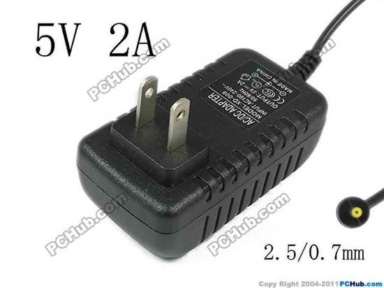 130720 PCH OEM Power AC Adapter - Compatible JX1220<IC>, 5V 2A 2.5/0.7mm, US 2-Pin, New PCH OEM Power AC Adapter - Compatible 