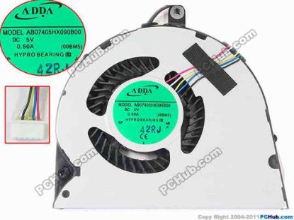 130876 ADDA AB07405HX090B00 Cooling Fan  00BM5, DC5V 0.50A, Bare fan, New ADDA AB07405HX090B00 Cooling Fan