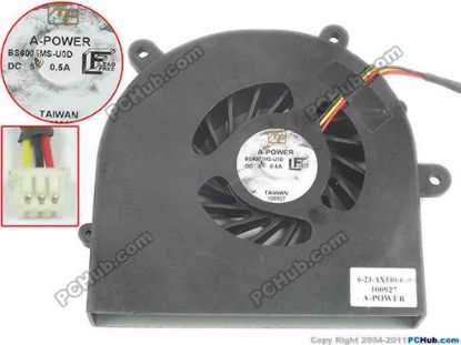 130887 A-Power BS6005HS-U0D Cooling Fan  DC5V 0.50A, Bare A-Power BS6005HS-U0D Cooling Fan  