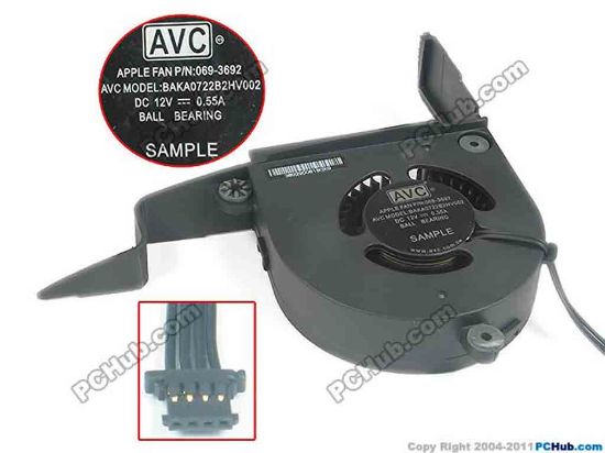 130890 AVC BAKA0722B2HV002 Cooling Fan  069-3692, DC12V 0.55A, Bare AVC BAKA0722B2HV002 Cooling Fan  