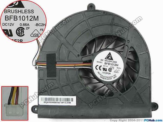 130900 Delta Electronics BFB1012M Cooling Fan  -BC2H, DC12V 0.66A, Bare Delta Electronics BFB1012M Cooling Fan  