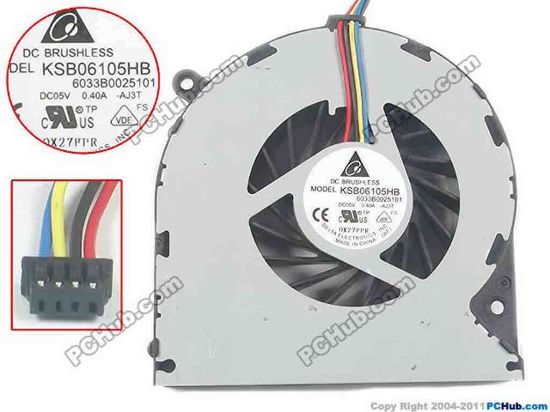130946 Delta Electronics KSB06105HB Cooling Fan  6033B0025101,  -AJ3T, DC5V 0.40A, Bare Delta Electronics KSB06105HB Cooling Fan
