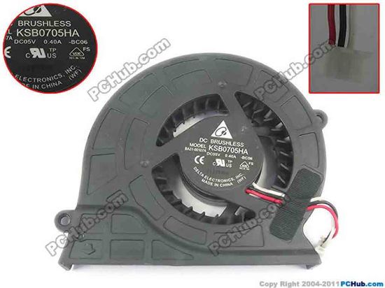 130956 Delta Electronics KSB0705HA Cooling Fan  -BC06, DC5V 0.40A, Bare Delta Electronics KSB0705HA Cooling Fan  