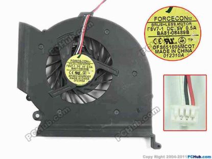 130987 Forcecon DFS651605MC0T Cooling Fan  F8V7-1, DC5V 0.50A, Bare Forcecon DFS651605MC0T Cooling Fan  