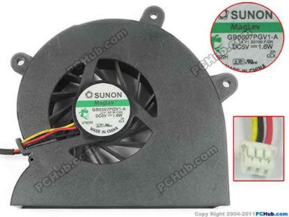 131062 SUNON GB0507PGV1-A Cooling Fan  13.V1.B2190.F.GN, DC5V 1.6W, Bare fan SUNON GB0507PGV1-A Cooling Fan  