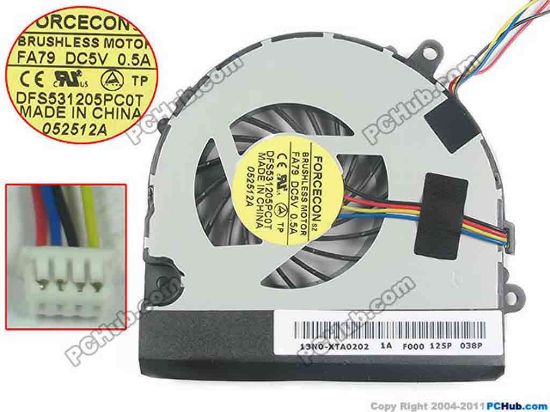 131284 Forcecon DFS531205PC0T Cooling Fan  FA79, 0.5A, Bare, 4-wire Forcecon DFS531205PC0T Cooling Fan  