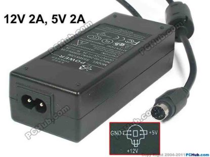 131285 Other Brands POWER-WIN AC Adapter 5V-12V 12V 2A, 5V 2A, 6P, P1&2=5V, P3&4=12V, 2-Prong Other Brands POWER-WIN AC Adapter 5V-12V 